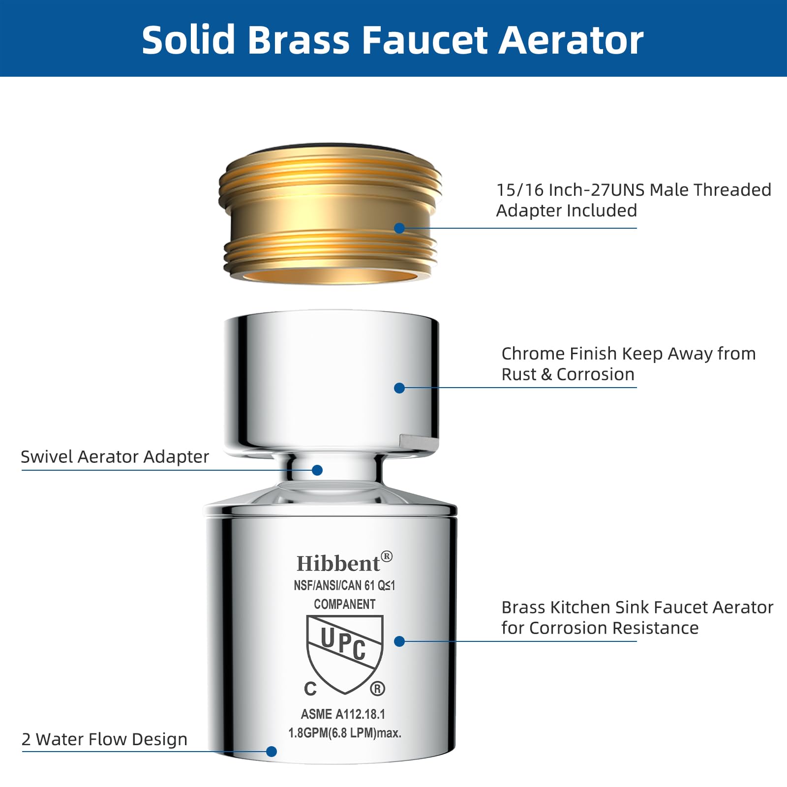 Hibbent chrome-plated finish resists corrosion and stays bright.