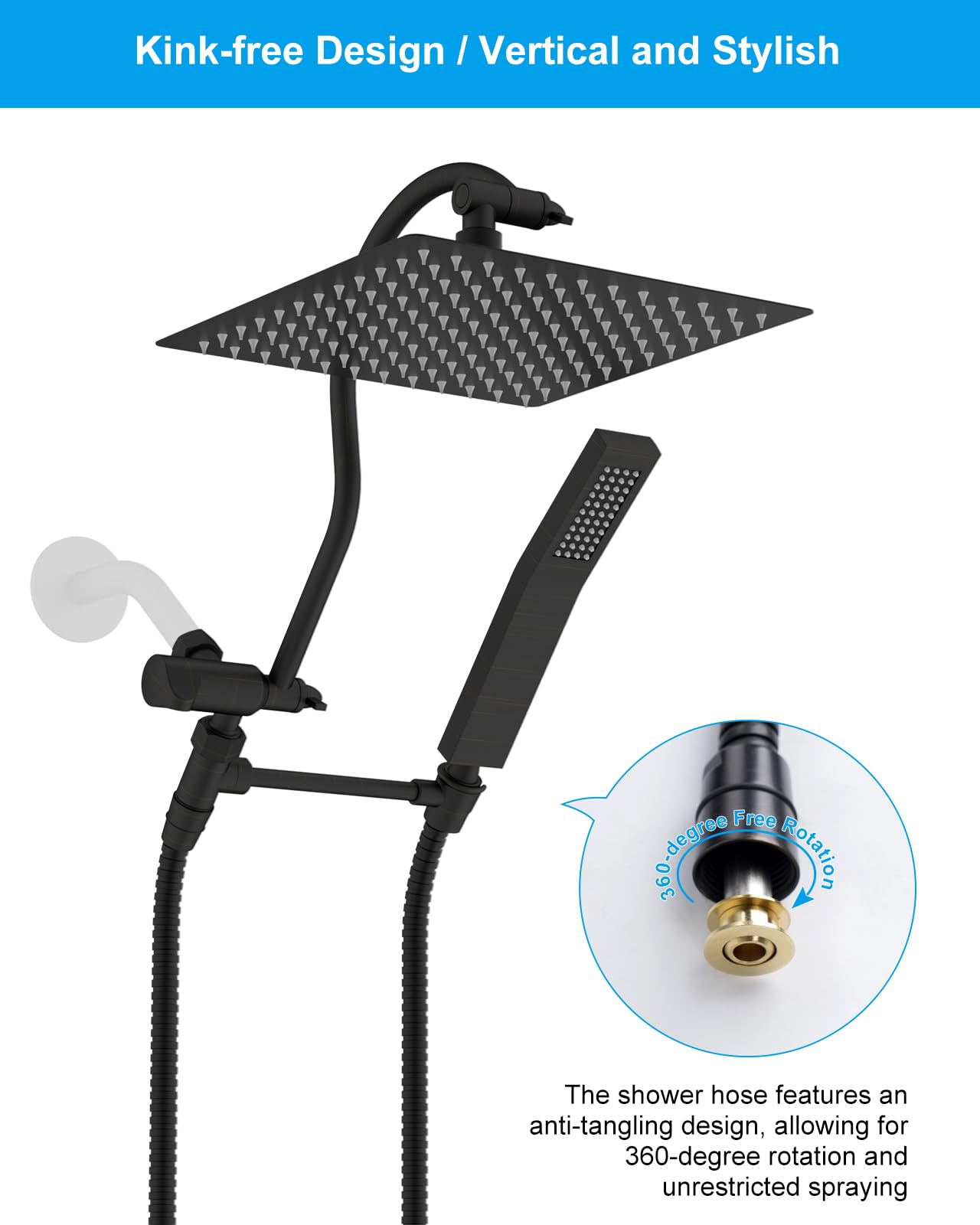 Hibbent compatible with standard 1/2 IPS handheld showerheads