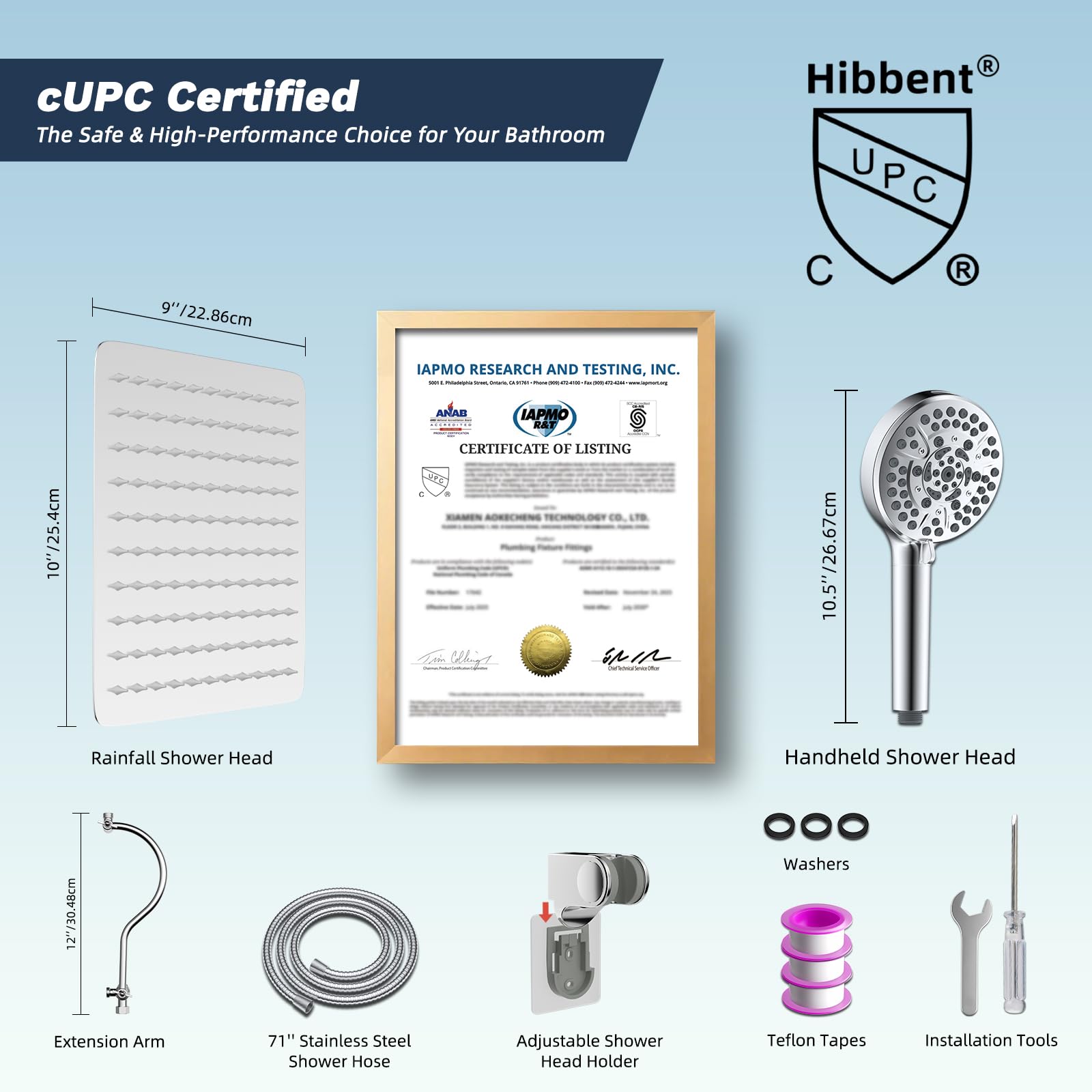 Hibbent cUPC-certified design reflects safety and performance standards.