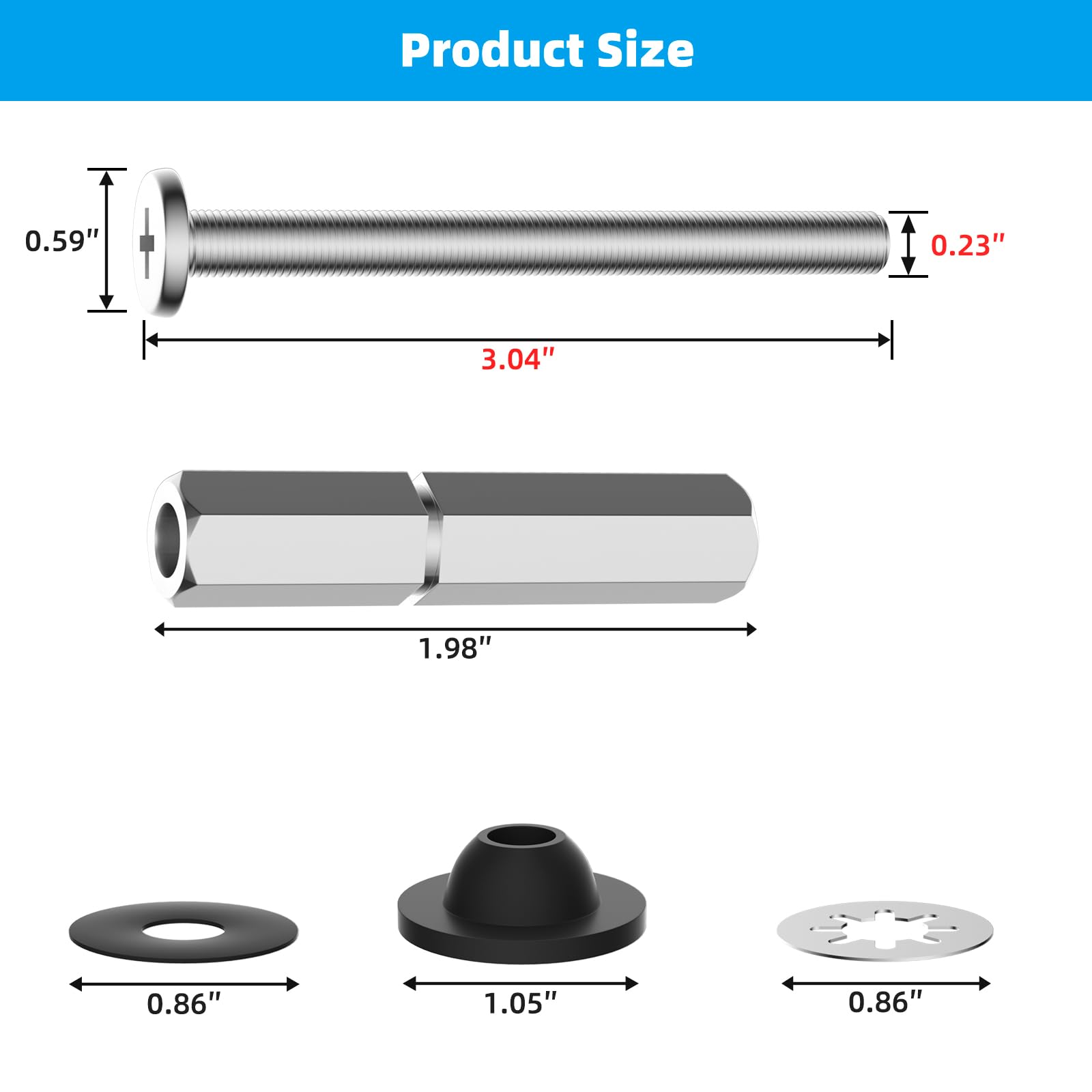 Hibbent downlock nuts extra long prevent loosening during use.