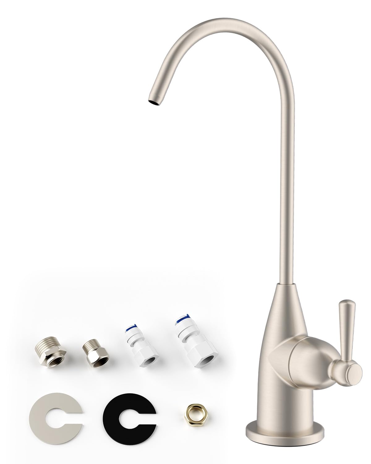 Hibbent brushed nickel drinking water faucet with durable stainless steel finish for kitchen use.
