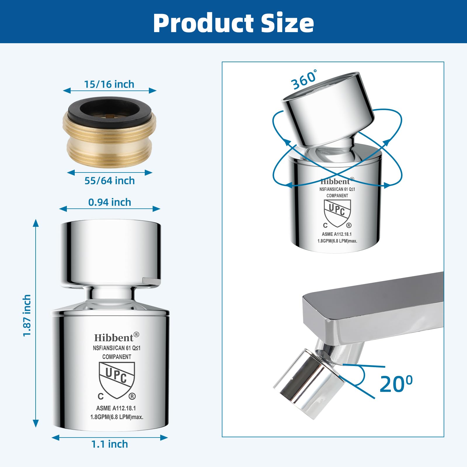 Hibbent easy-install with adapter included for various threads.