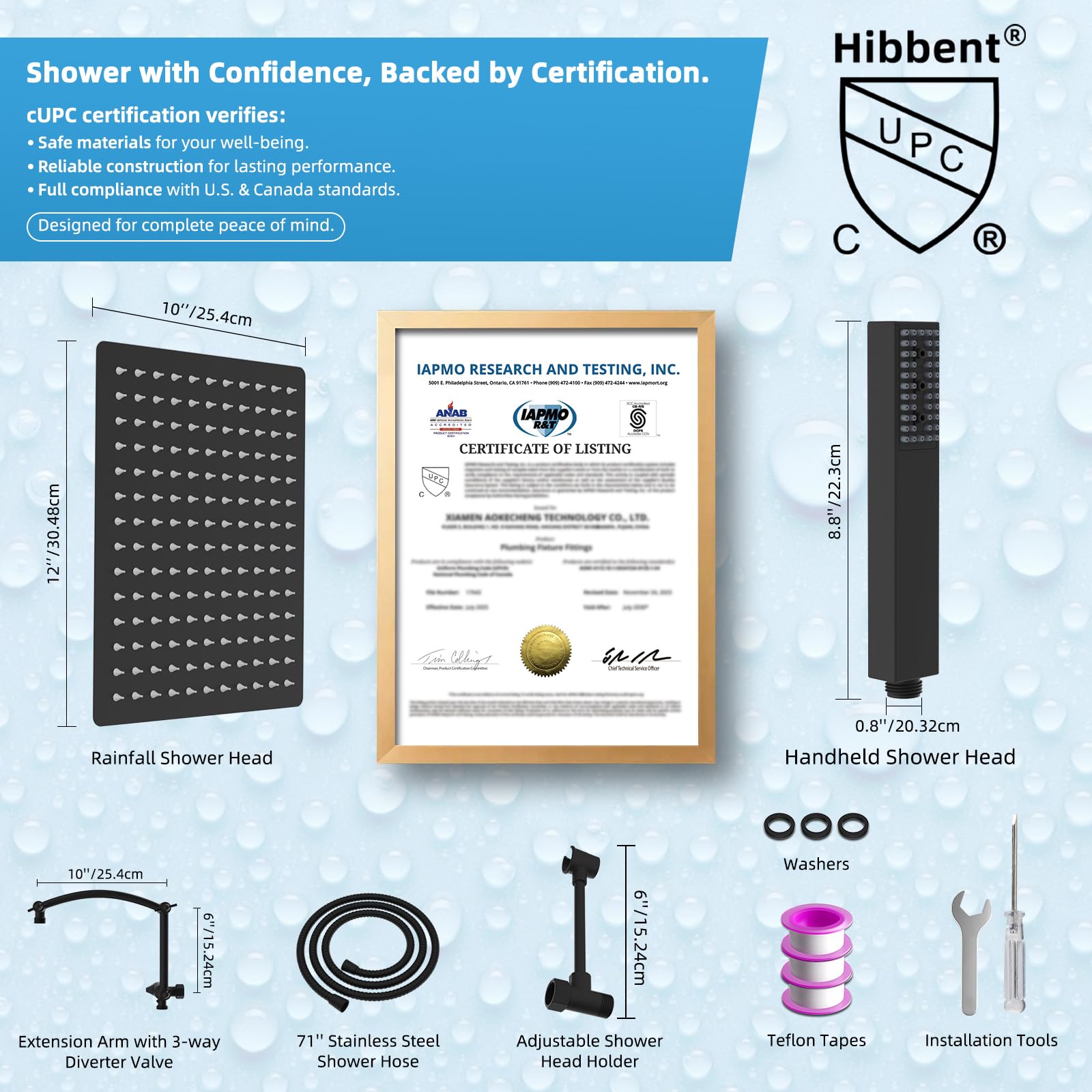 Hibbent elongated bracket prevents collisions for smooth rain head operation.