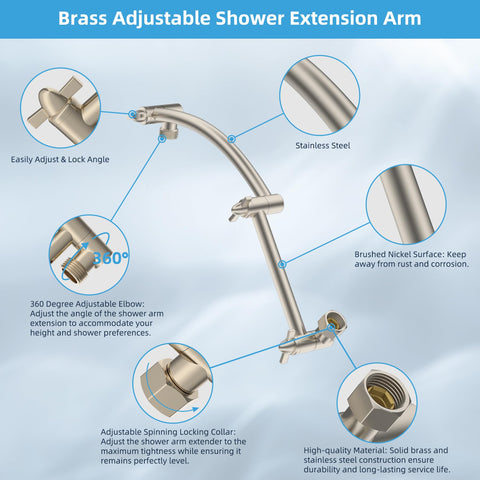 Hibbent 16-inch extension arm with arc design for easy height adjustment