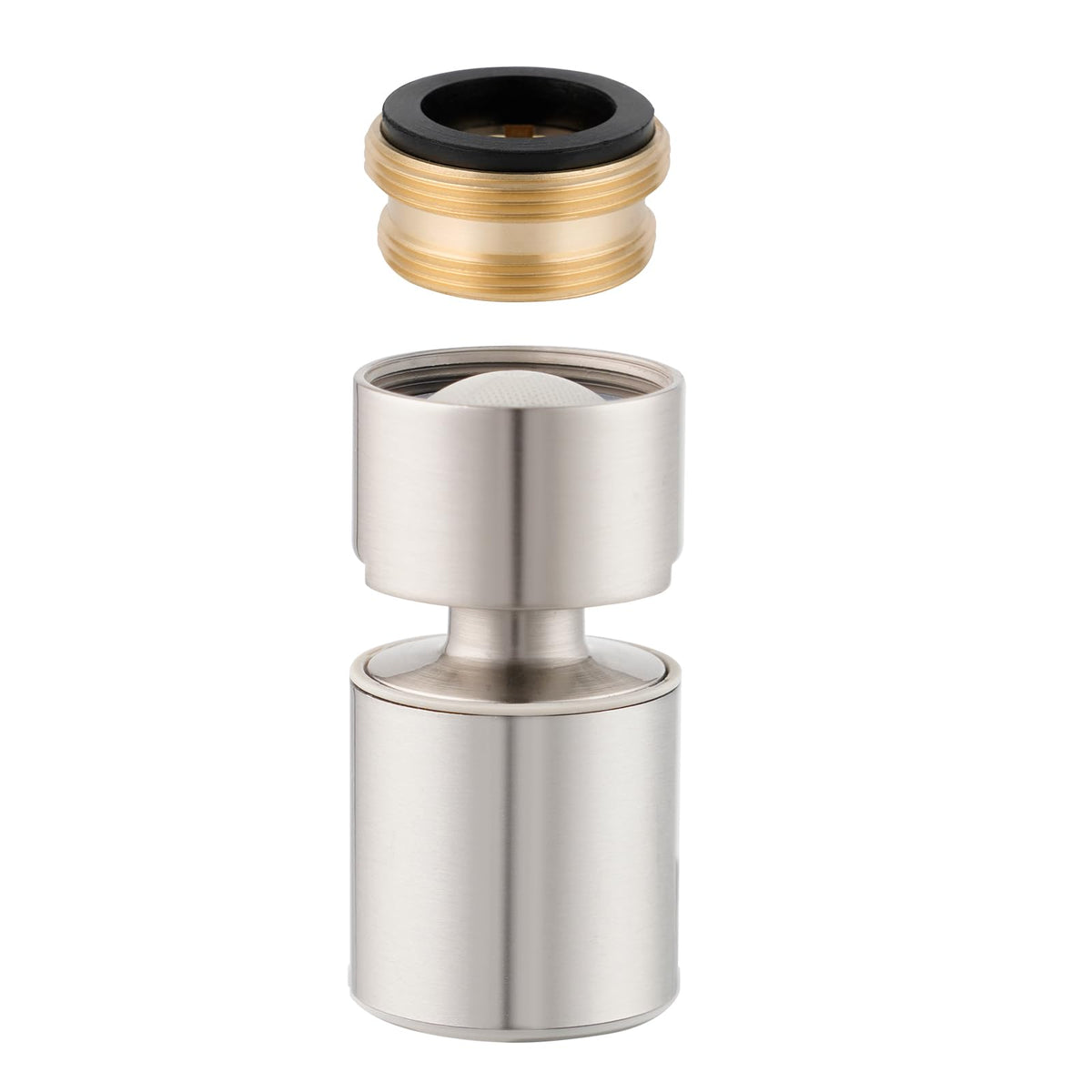 Hibbent faucet aerator 360° swivel in brushed nickel for versatile kitchen reach