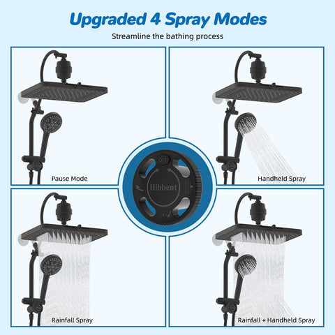 Hibbent four-way diverter arm for Handheld, Rainfall, and Pause modes