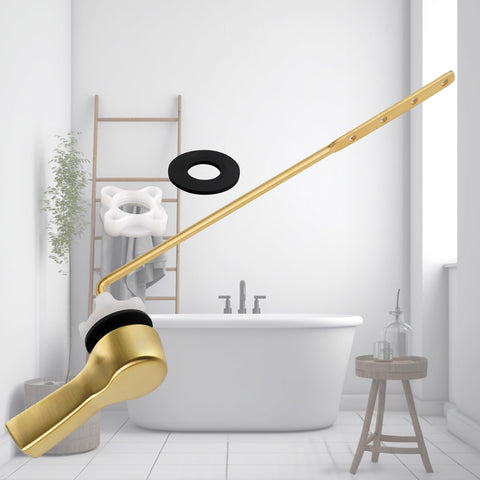 Hibbent brushed-gold front-mount handle complements modern bathrooms