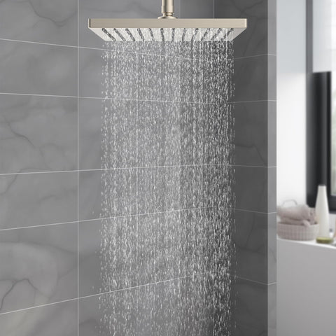 Wide rainfall design from Hibbent creates a spa-like shower experience