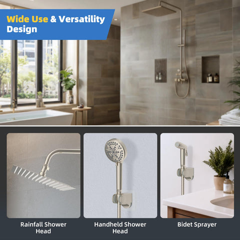 Hibbent G1/2 IPS inlet-outlet compatibility with common shower fittings