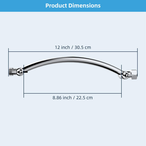 Hibbent G1/2 thread arm fits most shower heads securely.