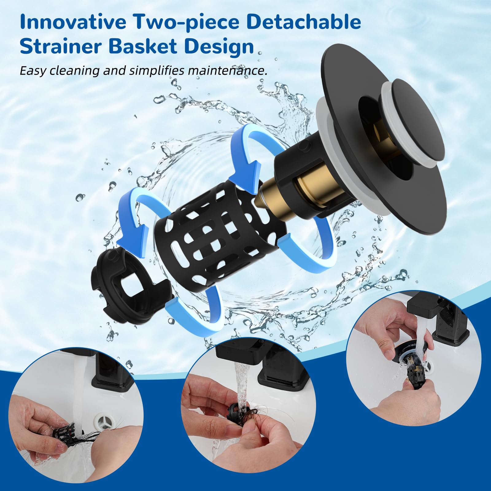 Hibbent hair catcher basket improves hygiene by trapping particles before they reach the drain.