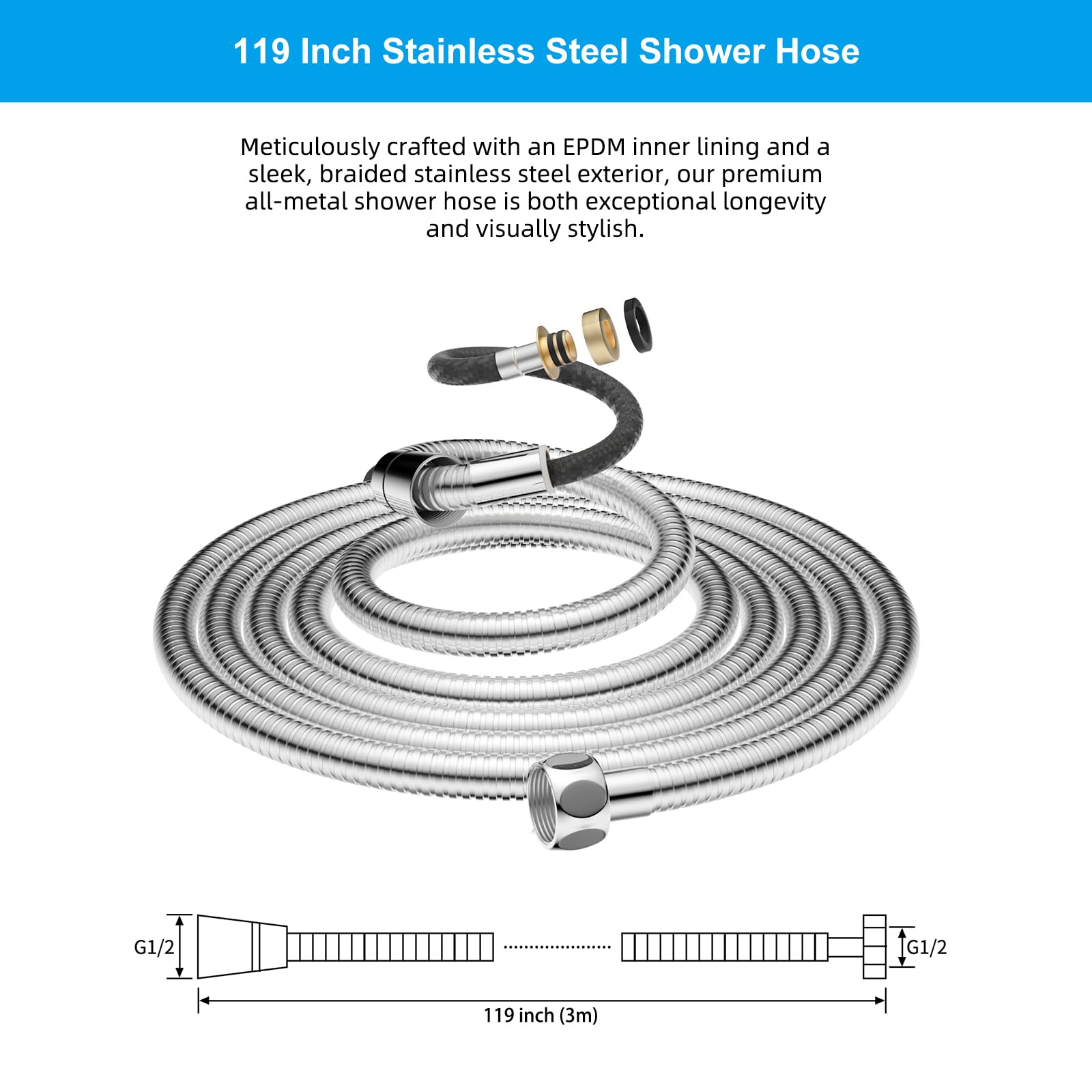 Hibbent long 119-inch hose makes washing kids and pets easier.