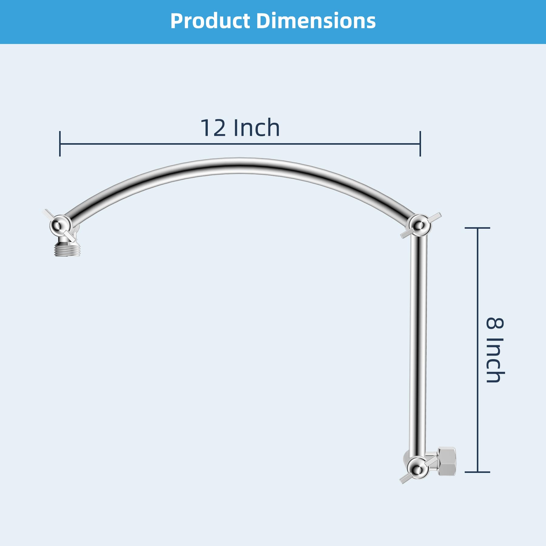 Hibbent supports heavier rainfall shower heads with sturdy joints