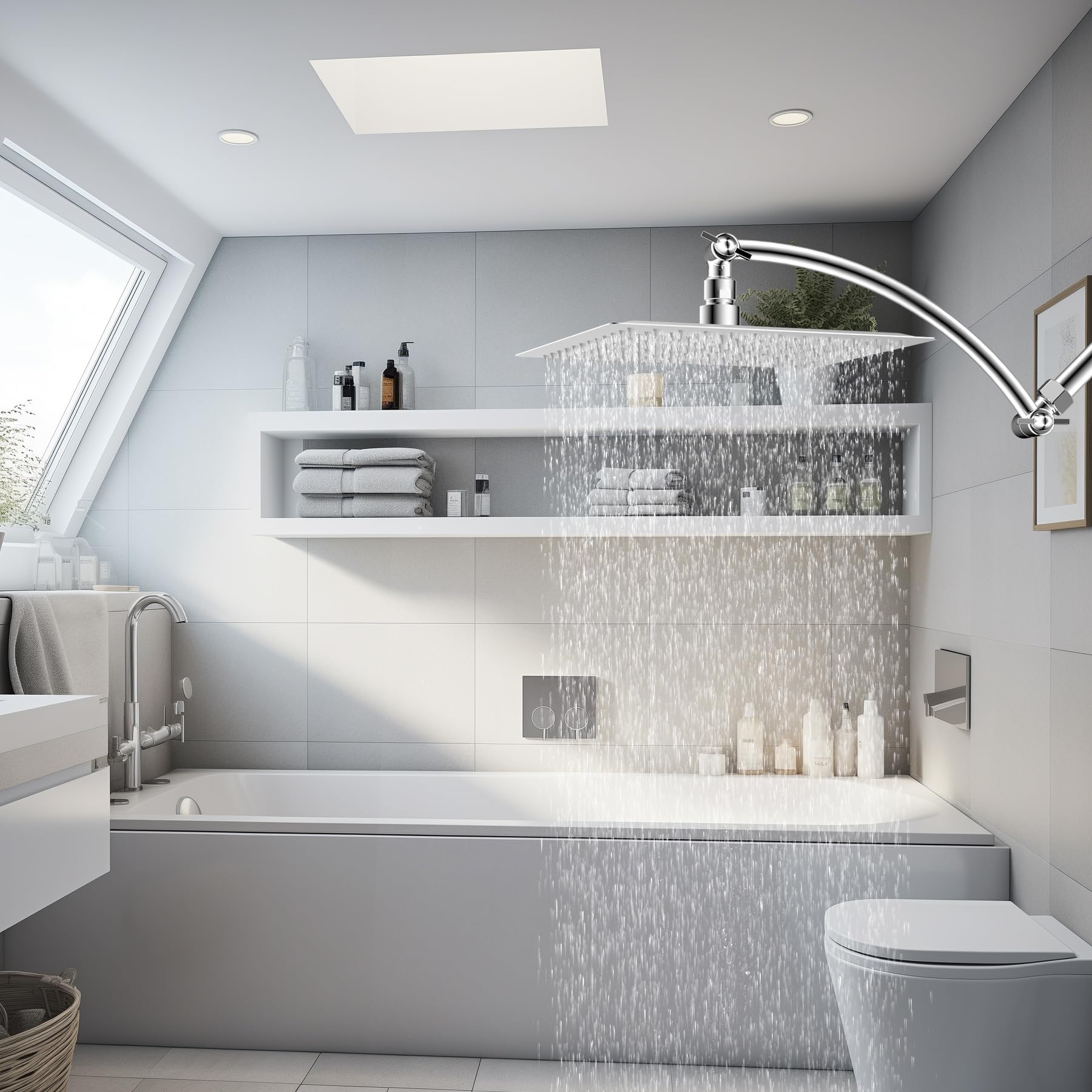 Hibbent arm works with heavier rainfall showers for broad coverage.