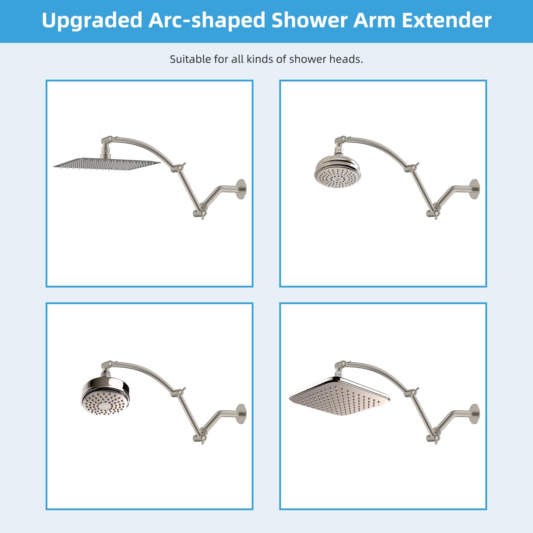 Hibbent height-adjustable design fits many shower setups.