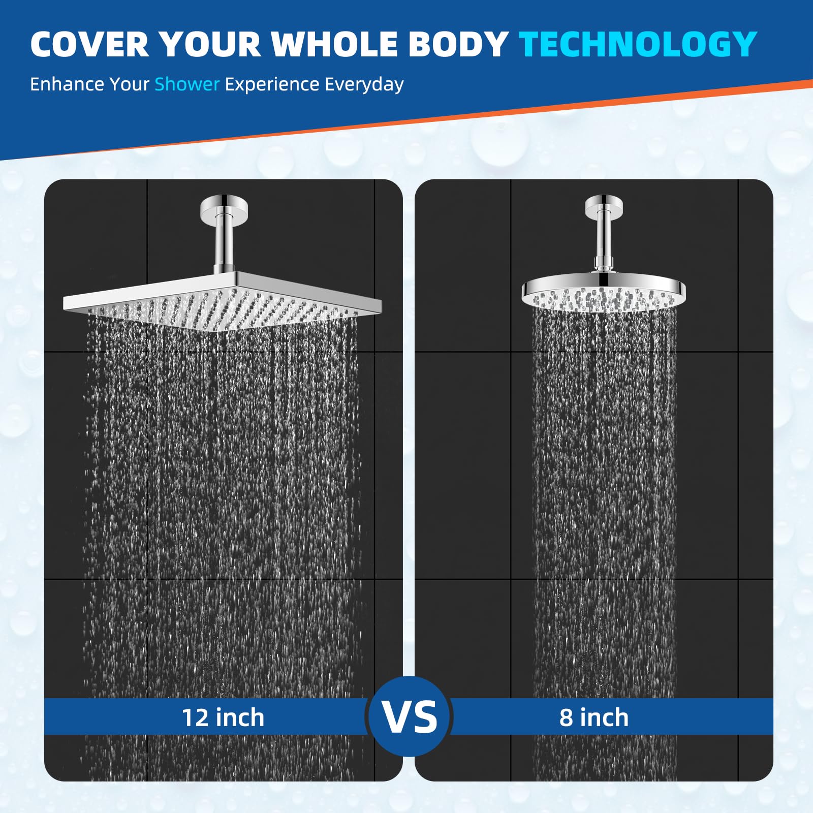 Hibbent high-pressure rainfall with back panel design ensures consistent flow across conditions