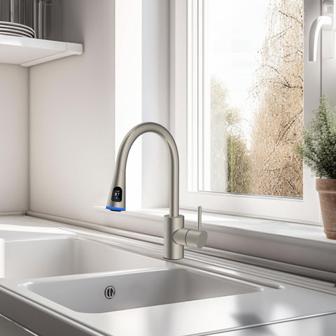 Hibbent high-pressure rinse mode tackles stubborn grime on pots and pans.