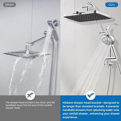 Integrated curved extension arm reduces leaks and stays aligned.