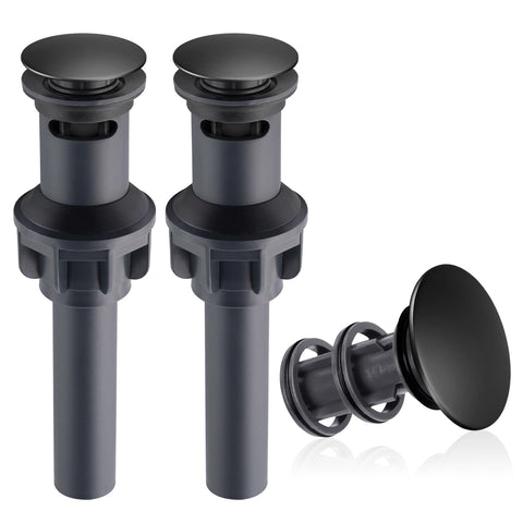 Hibbent matte black drain stopper assembly with overflow for easy installation