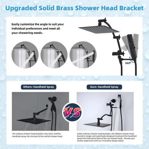 Hibbent metal shower head bracket keeps spray aligned for consistent flow