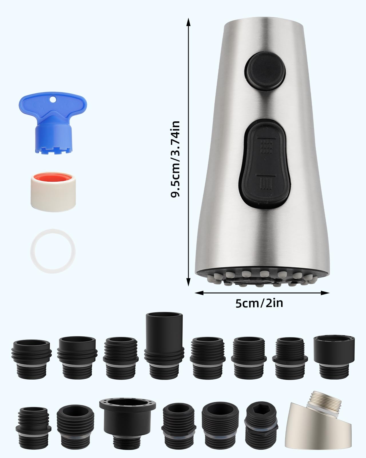 Hibbent easy-install spray head ready for quick swap without tools.
