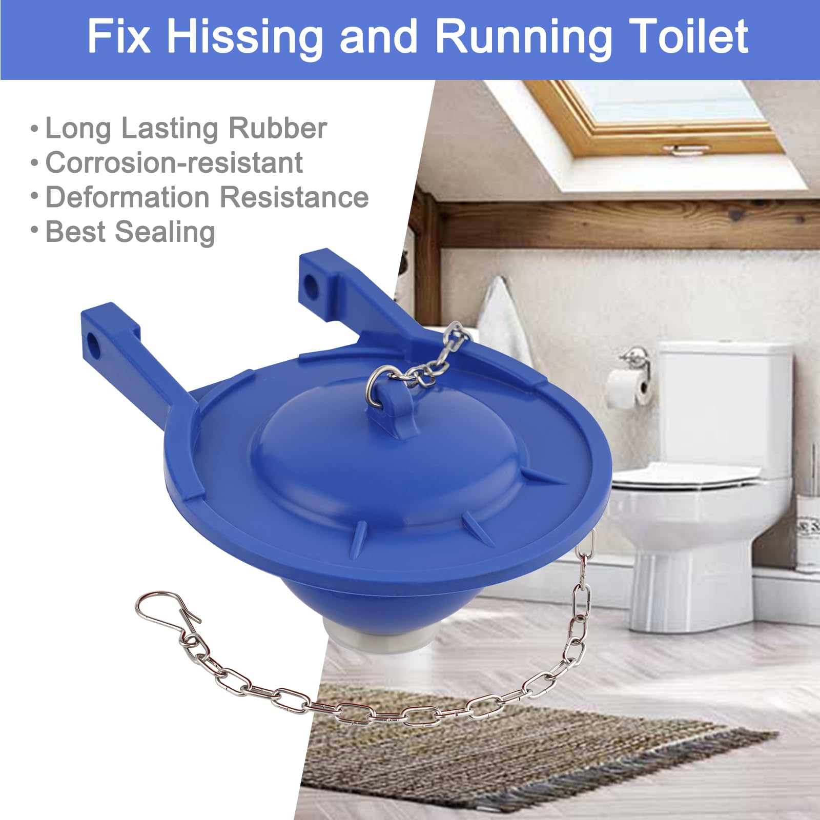 Hibbent blue TPR flapper provides lasting flexible seal against leaks.