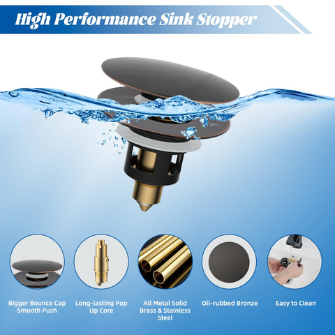 hibbent pop-up drain strainer with brass core for smooth operation