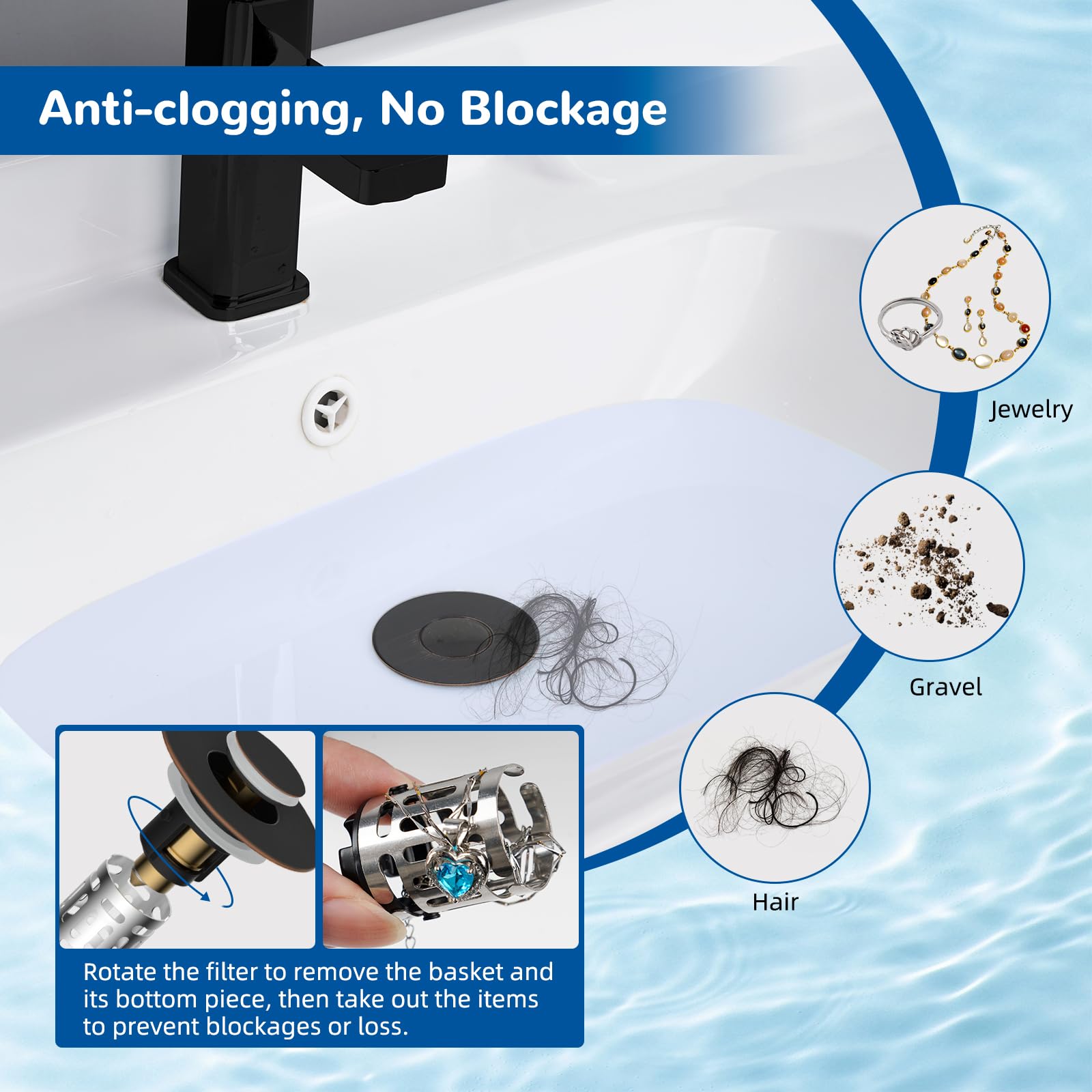 Hibbent pop-up stopper with brass bullet core for easy drain control