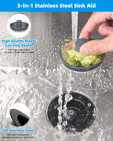 Hibbent pop-up stopper in action, easy to switch between storage and drainage in a busy kitchen