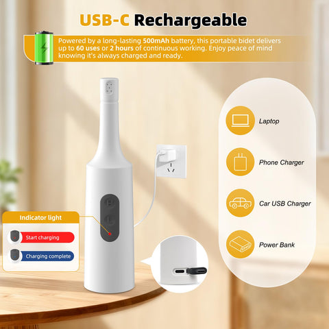 Hibbent portable bidet extendable nozzle angle for precise aiming