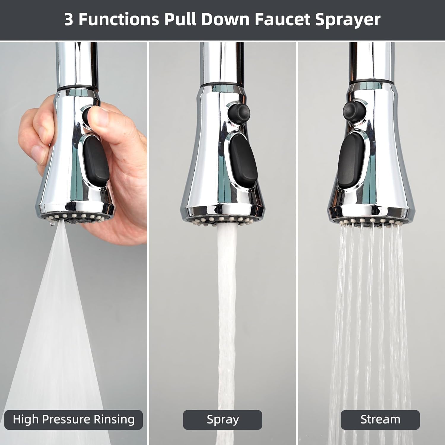 Hibbent pull-down spray head with 15 adapters fits many brands