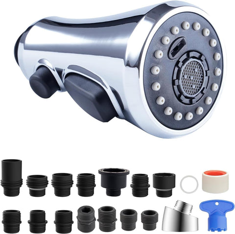 Hibbent pull-down spray head with 3 modes for versatile kitchen cleaning