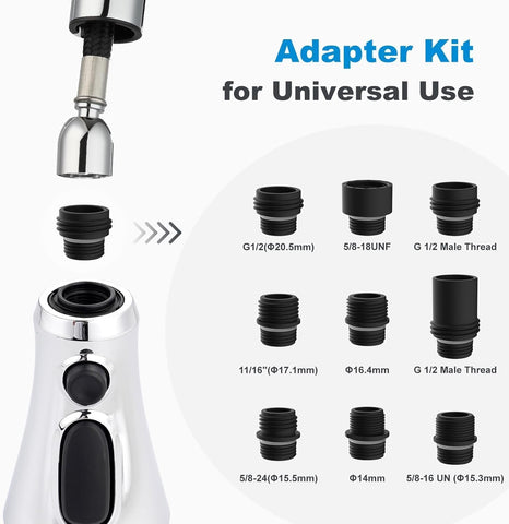 Hibbent pull-down spray head aerated stream for quiet use