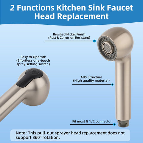 Replacement head held beside faucet for quick comparison.