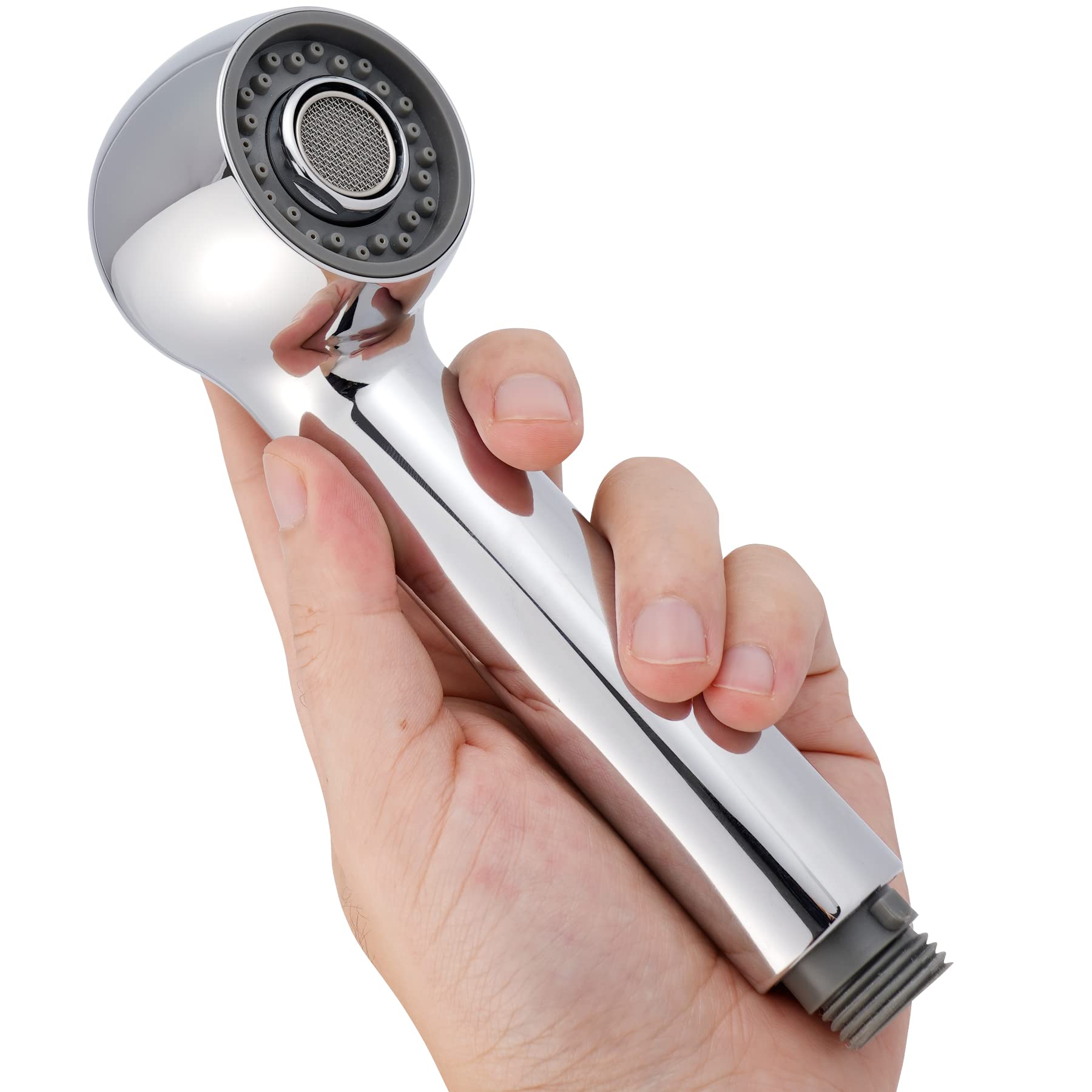 Hibbent pull-out sprayer head chrome front view for kitchen faucet upgrade