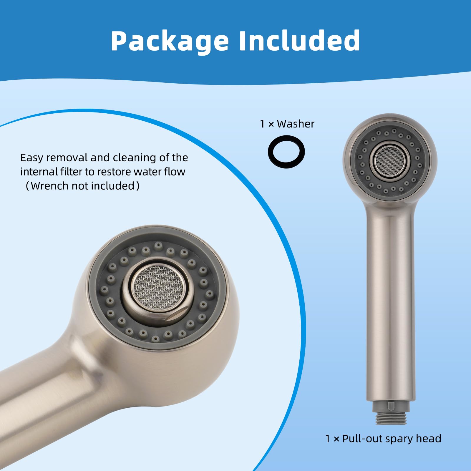In-use spray head helps reach tight corners.