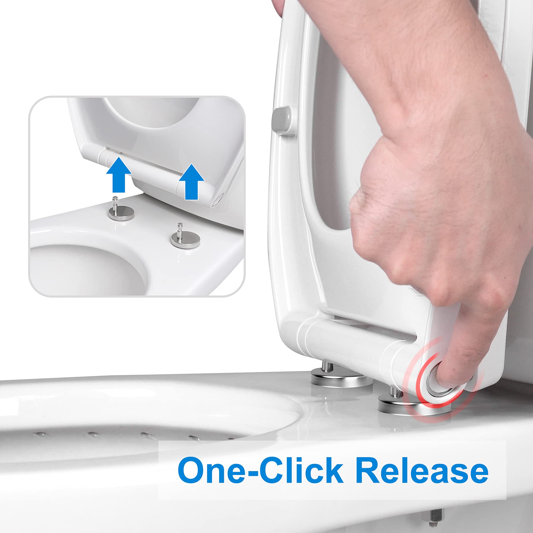 Hibbent quiet-close toilet seat reduces noise and pinching.
