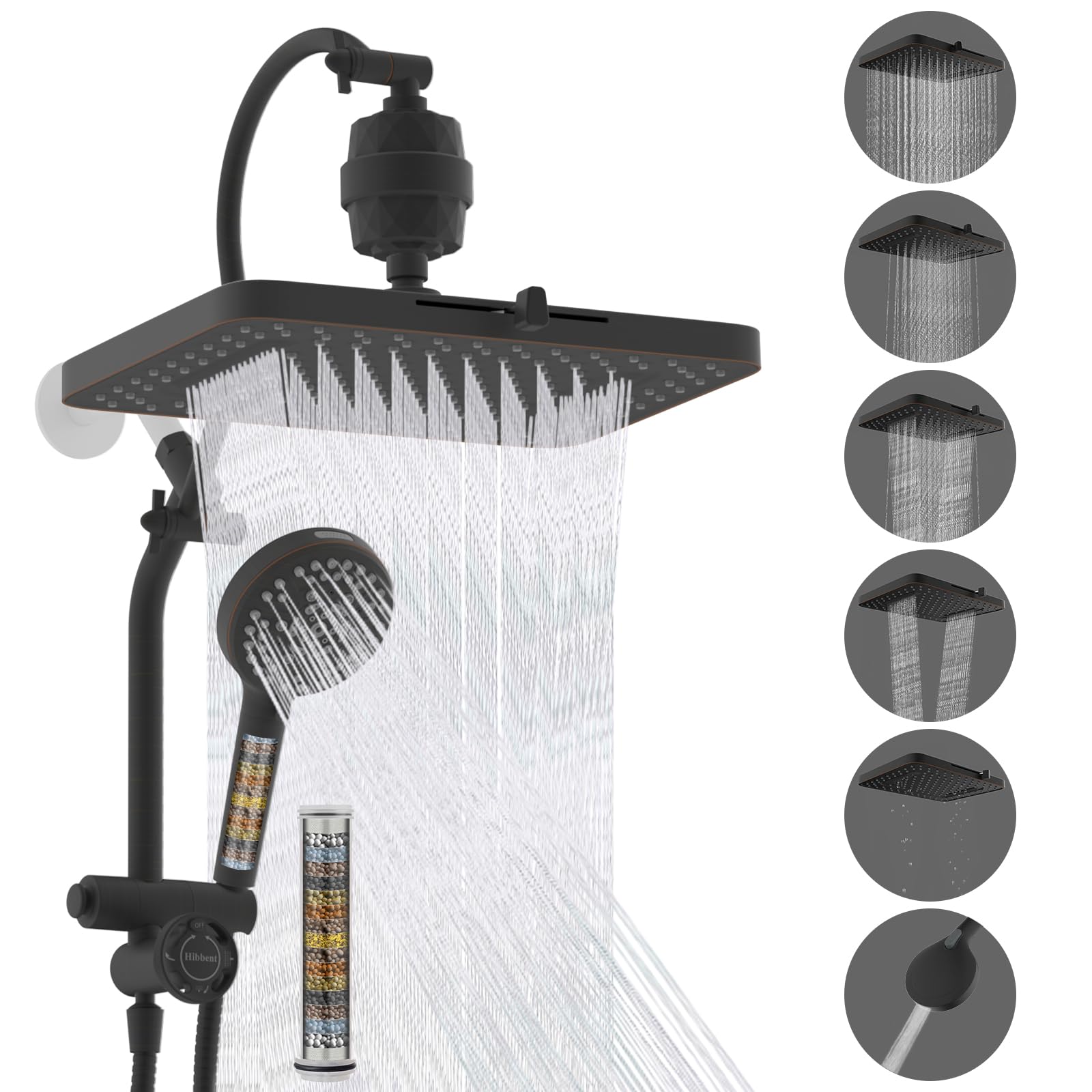Hibbent 13-inch rainfall shower head with broad coverage for a spa-like shower