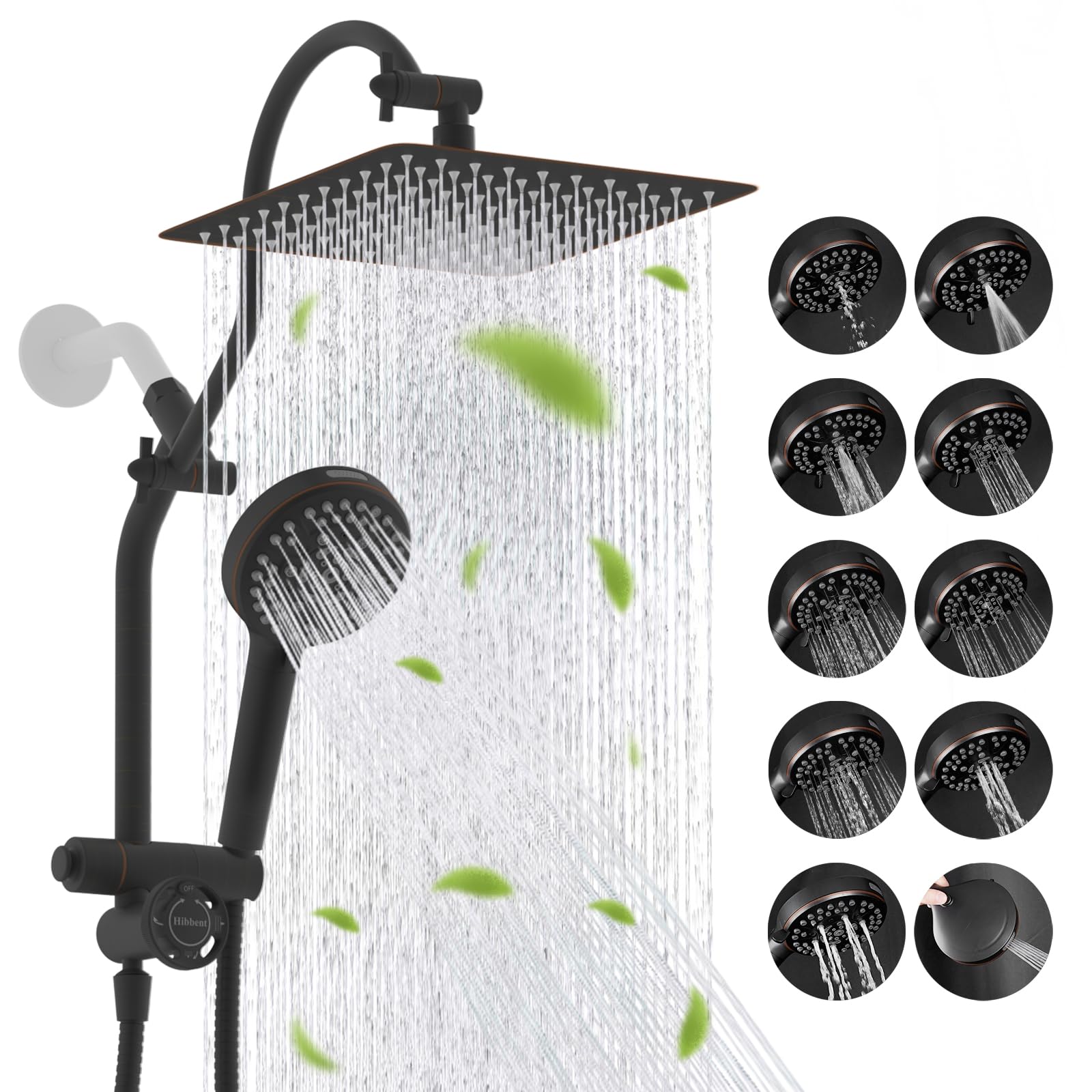 Hibbent 10-inch rainfall showerhead offers expansive coverage for a spa-like shower.