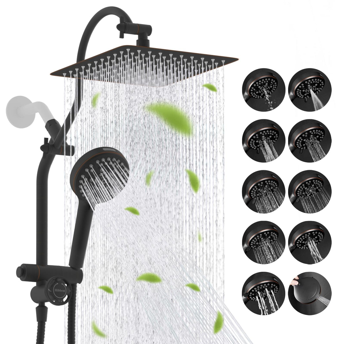 Hibbent 10-inch rainfall showerhead offers expansive coverage for a spa-like shower.