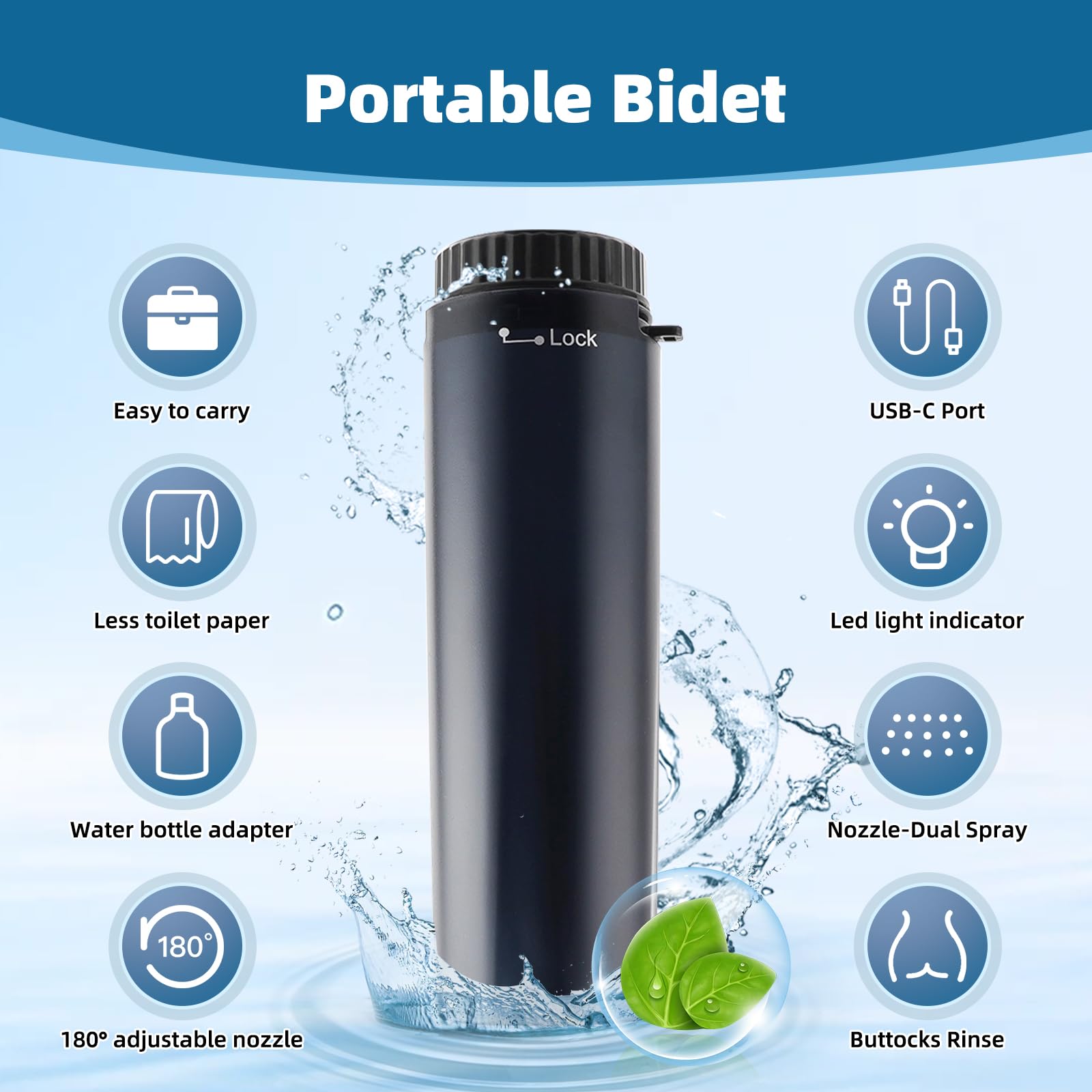 Hibbent rechargeable travel bidet with USB charging for outdoor use.
