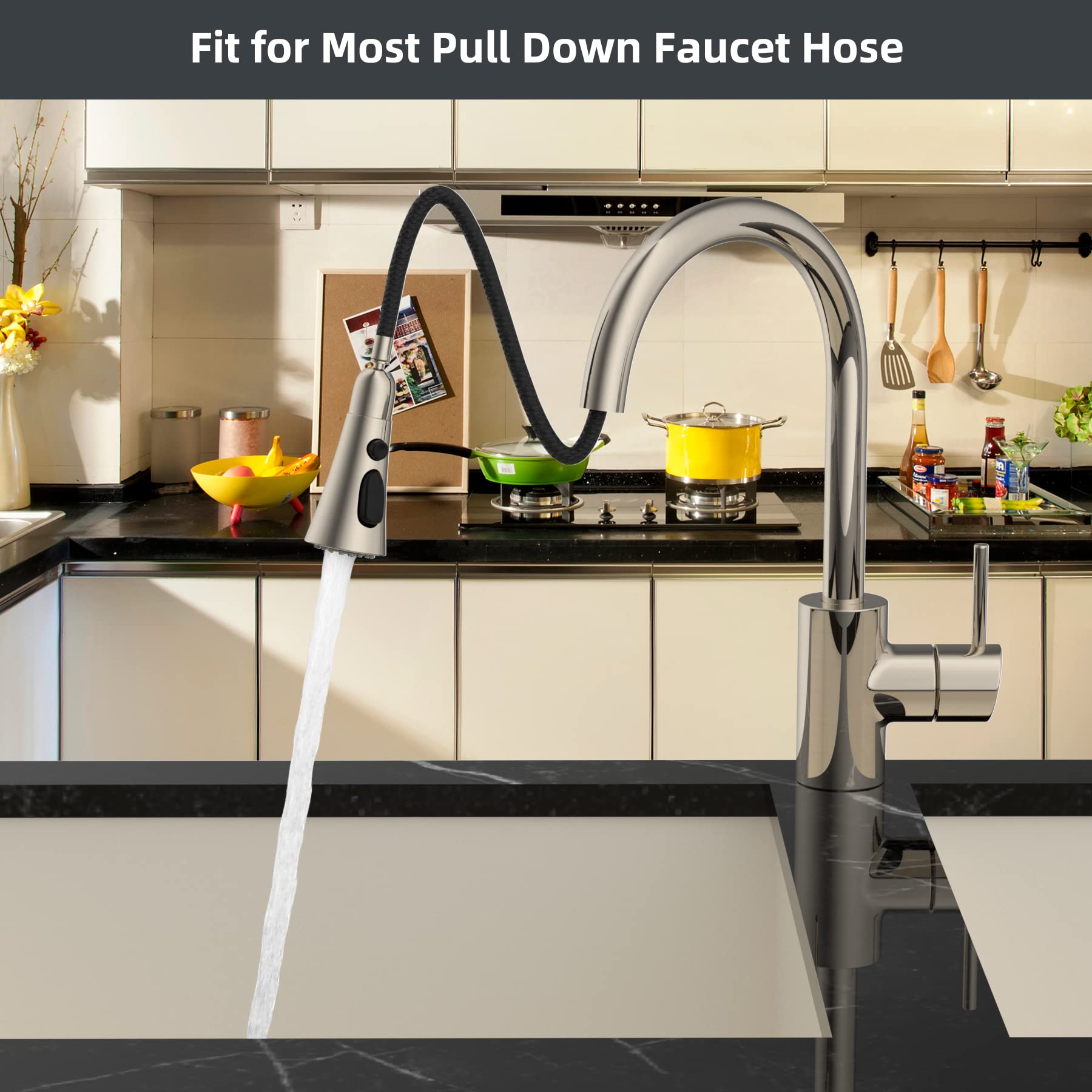 Hibbent removable aerator ensures quiet, aerated streams with easy cleaning.