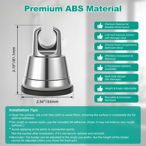 Hibbent removable shower wand bracket showing easy relocation without tools