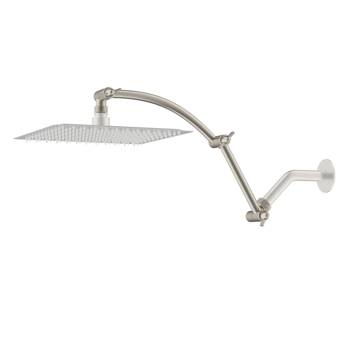Hibbent 16-inch brass shower arm extension raises the shower head for tall bathrooms.