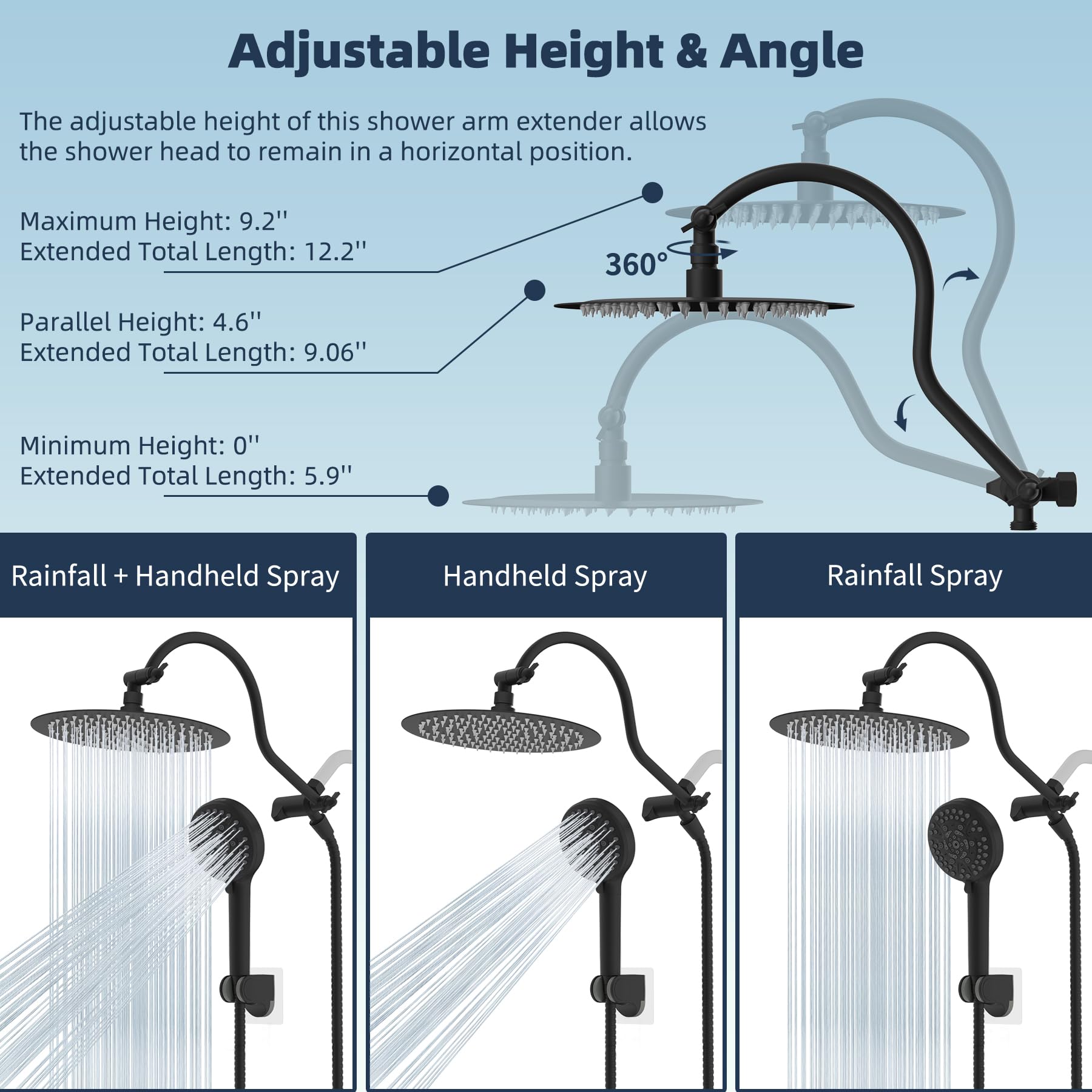 Hibbent wall mount holder keeps showerhead secure during use