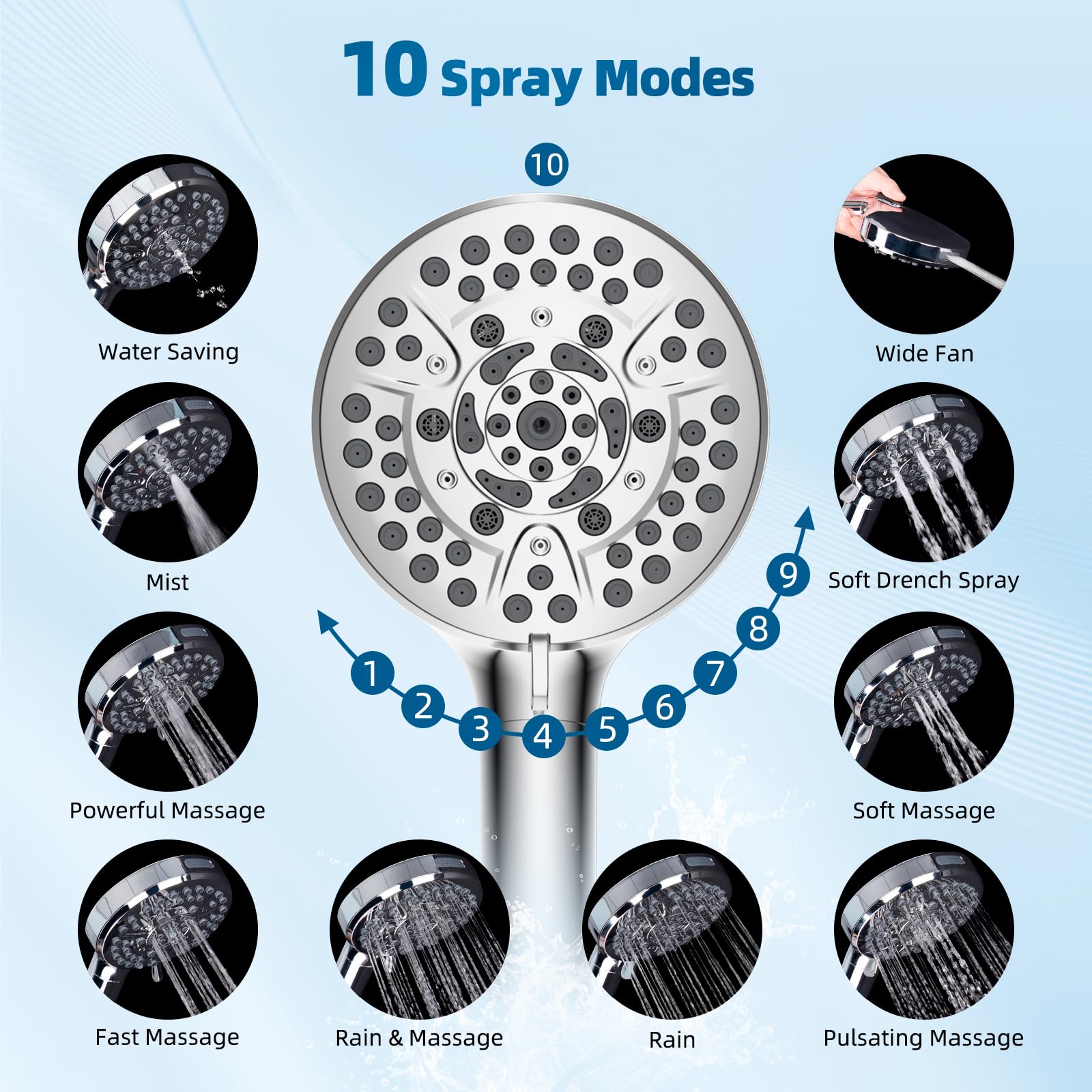 Hibbent shower head holder keeps the unit secure and accessible.