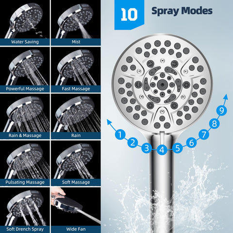 Hibbent chrome holder keeps the shower head secure when not in use.