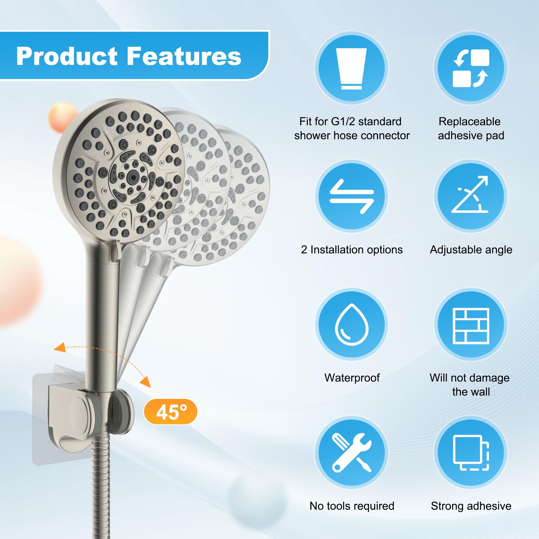 Hibbent wall-mount close-up highlighting strong adhesive on a smooth surface