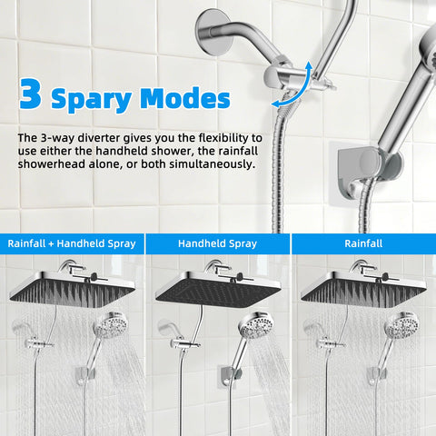 Hibbent showerhead holder keeps heads secure during showers.