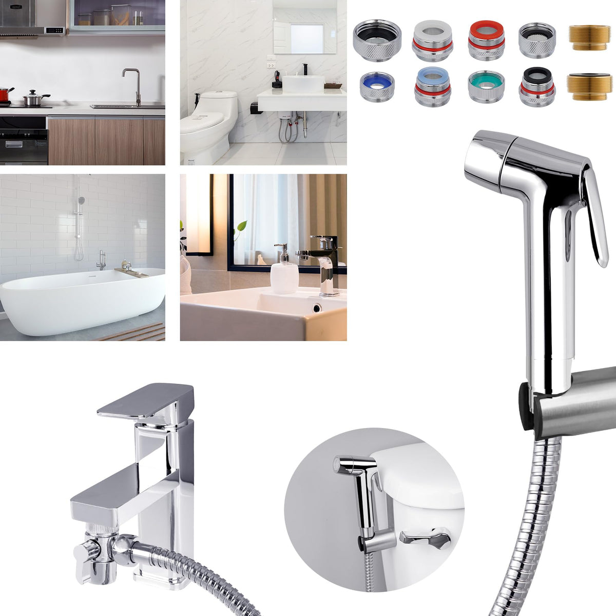 Hibbent sink faucet hose sprayer attachment assembled for versatile cleaning